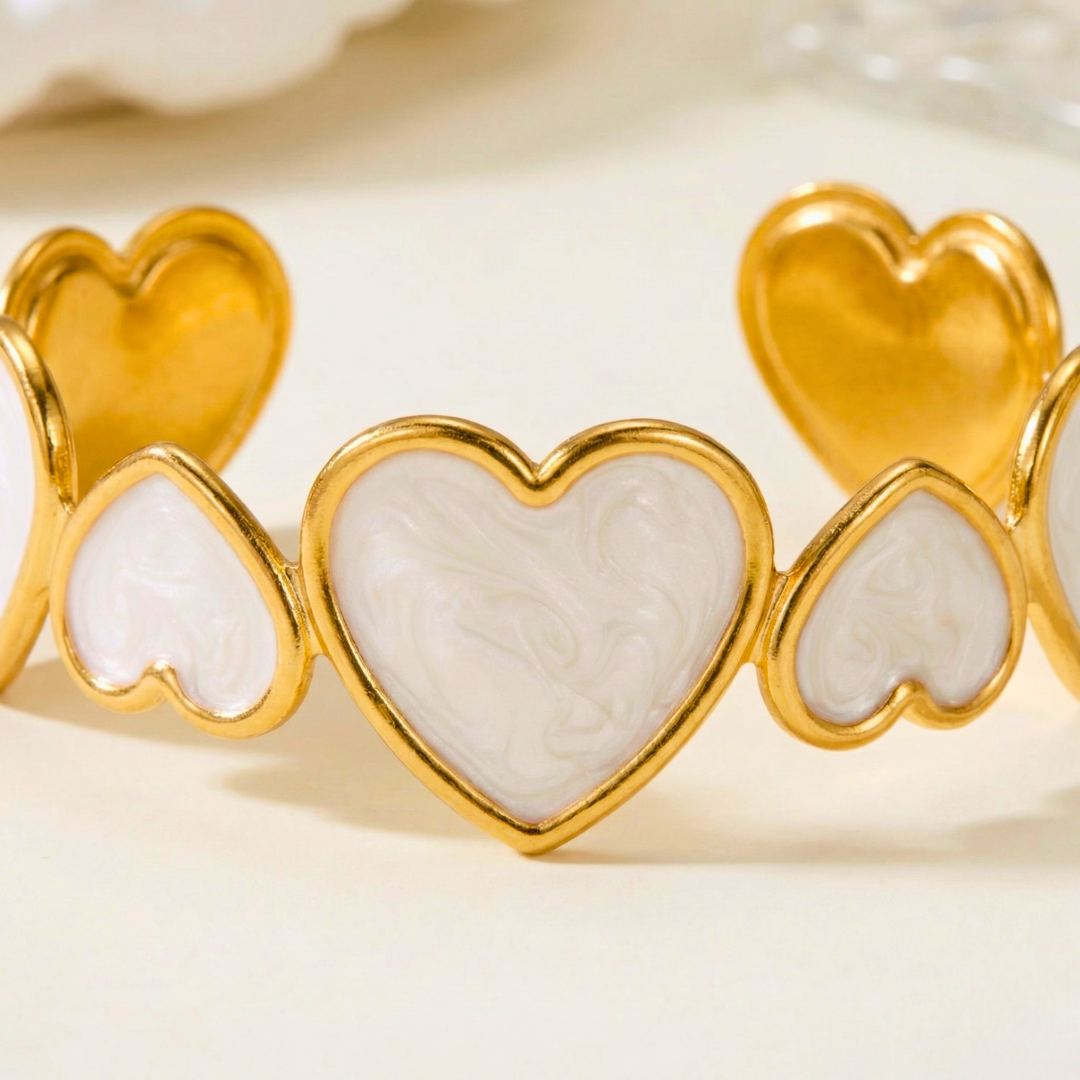 Elena Heart Cuff Bracelet — close-up detail