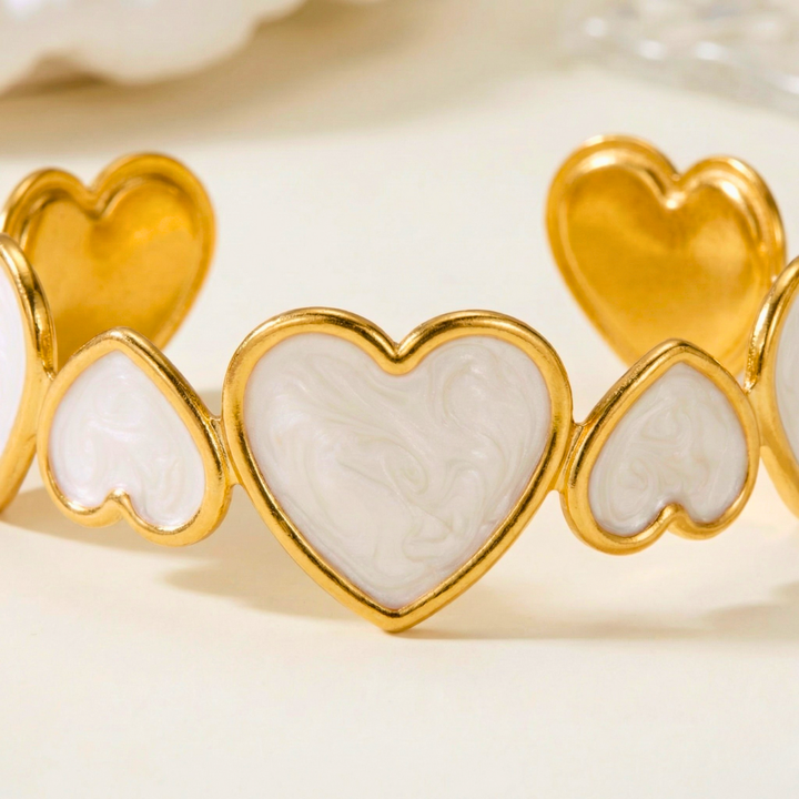 Elena Heart Cuff Bracelet — close-up detail
