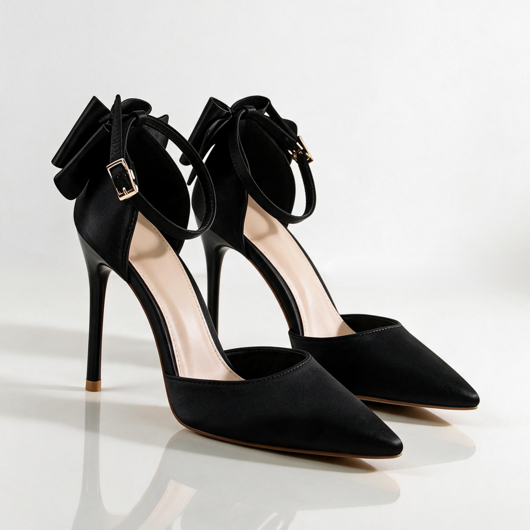 Odette Bow-Back Satin Heels