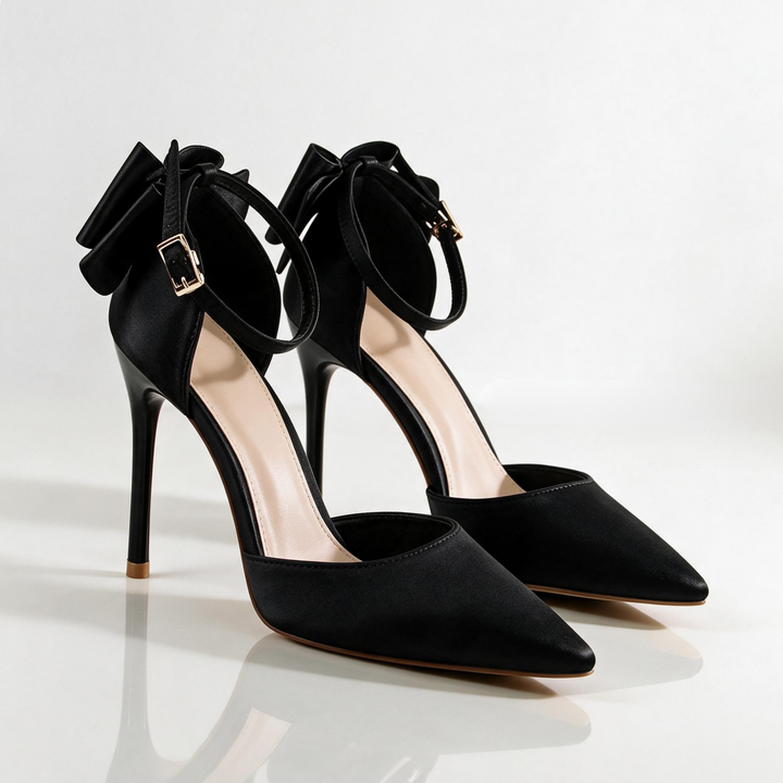 Odette Bow-Back Satin Heels