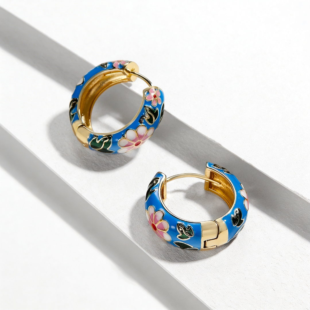 Aria Floral Earrings — back view