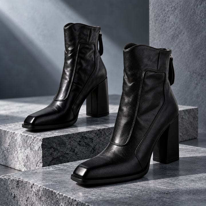 Eleanor Genuine Leather Block Heel Boots
