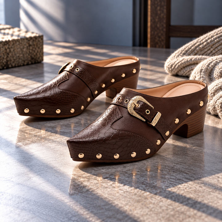 Sutton Studded Snake Mules