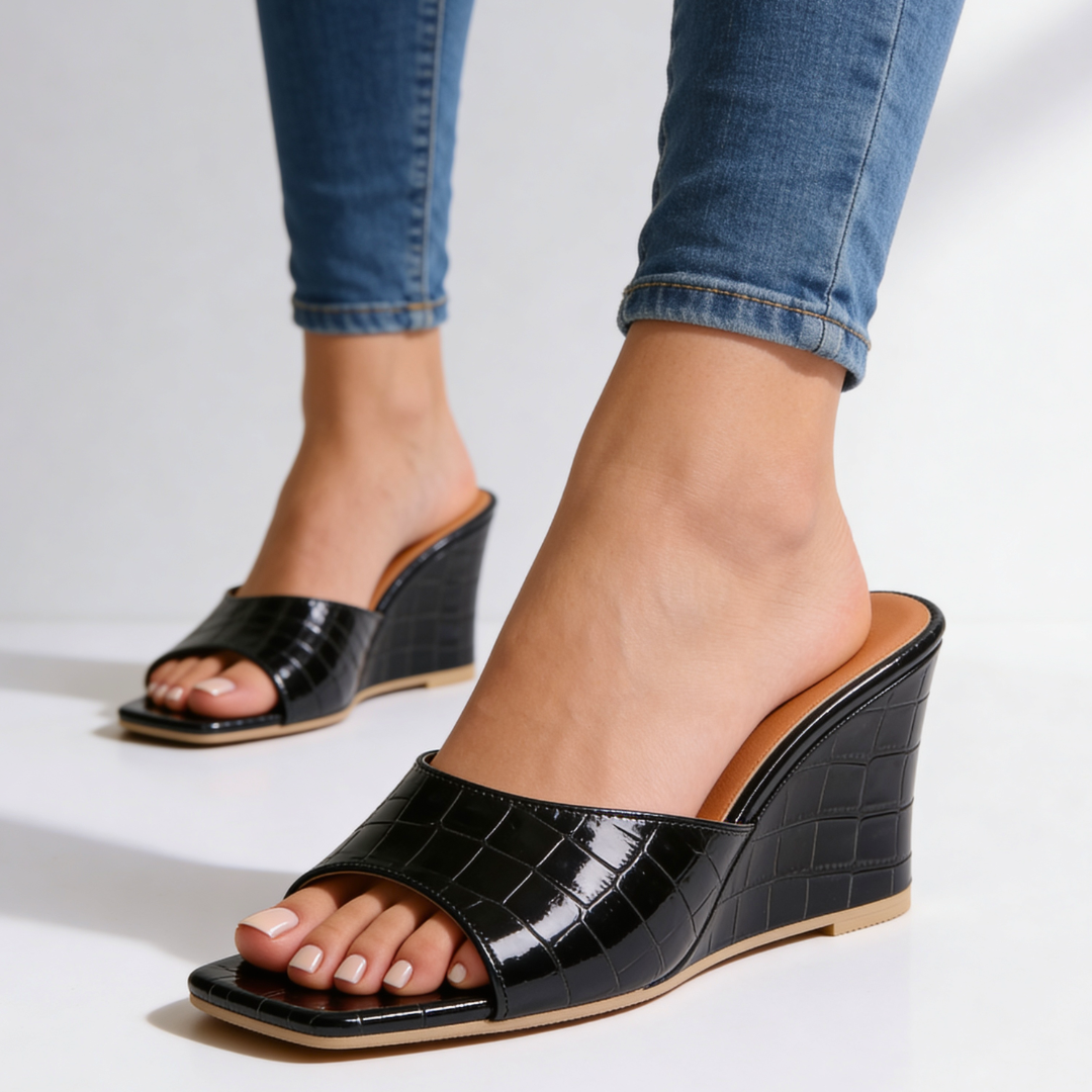 Harper Lane Croc Wedge Mules