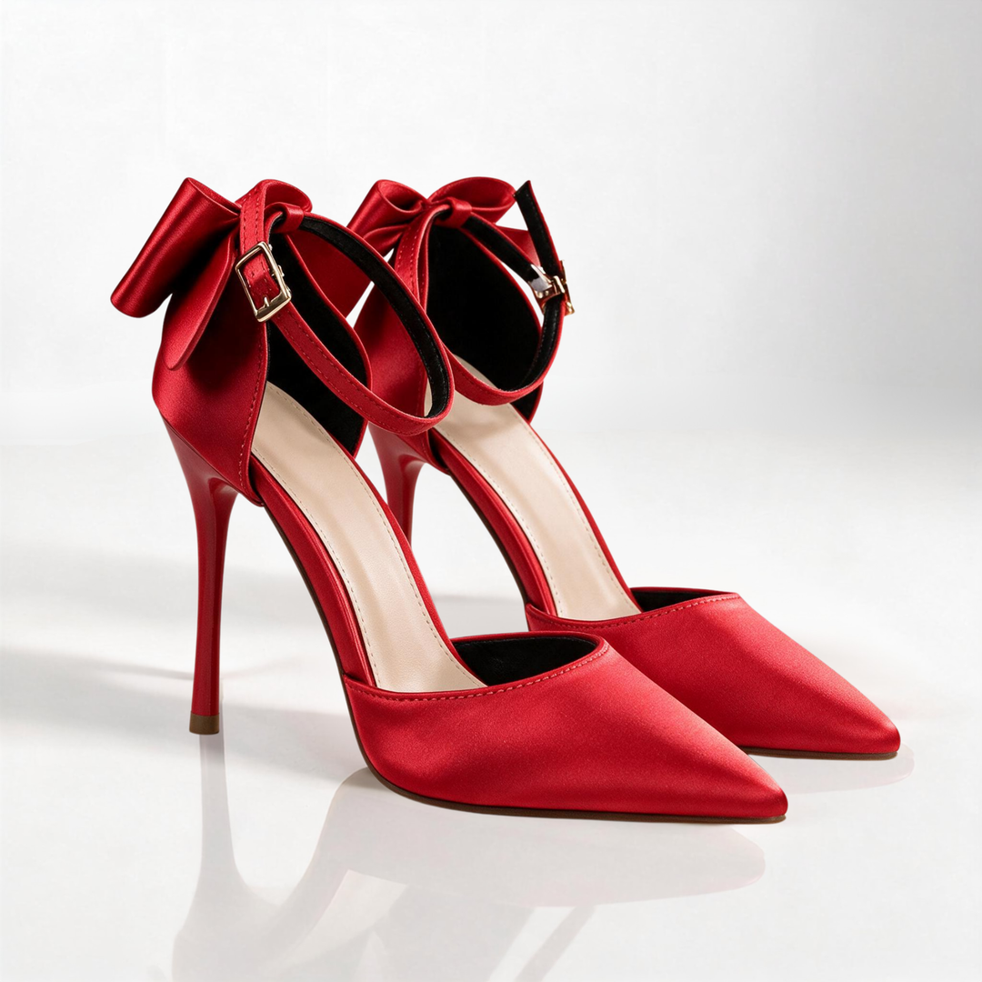 Odette Bow-Back Satin Heels