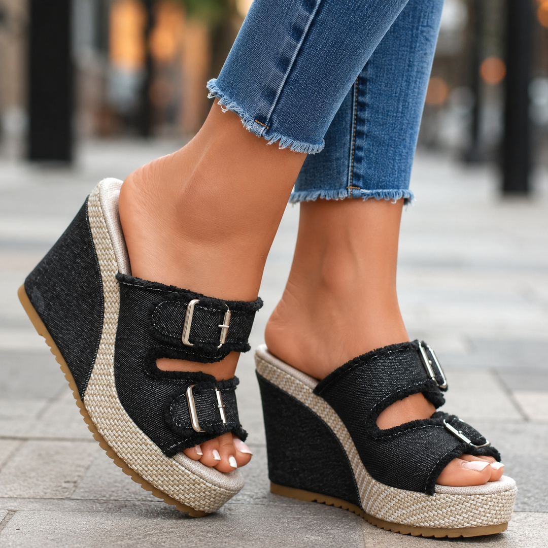 Melissa Buckle Wedge Sandals