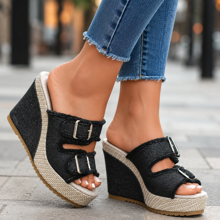 Melissa Buckle Wedge Sandals