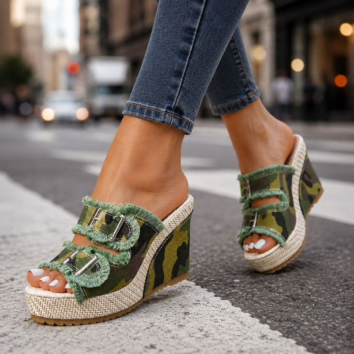 Melissa Buckle Wedge Sandals