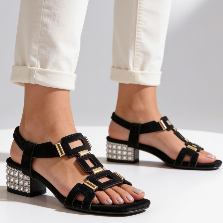 Odette Crystal Heel Sandals