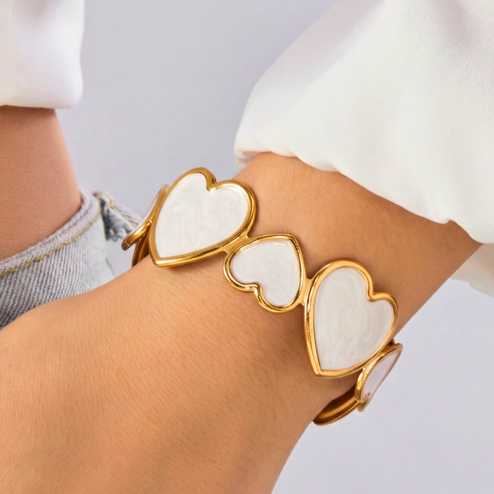 Elena Heart Cuff Bracelet — detail view