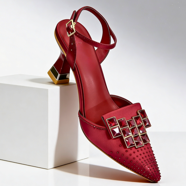 Vivienne Jewelled Slingback Heels — back view
