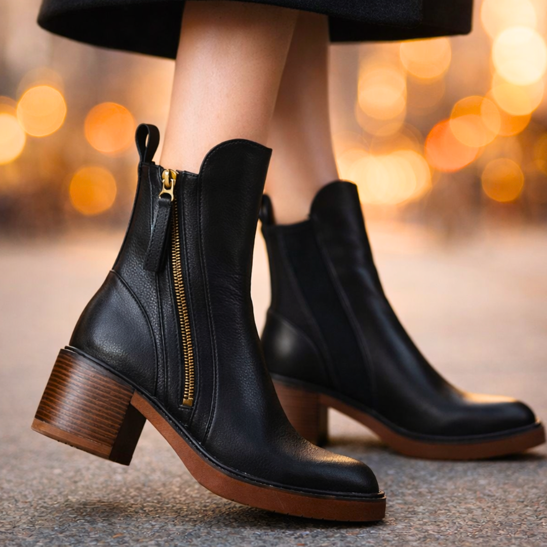 Odette Leather Ankle Boots — close-up detail