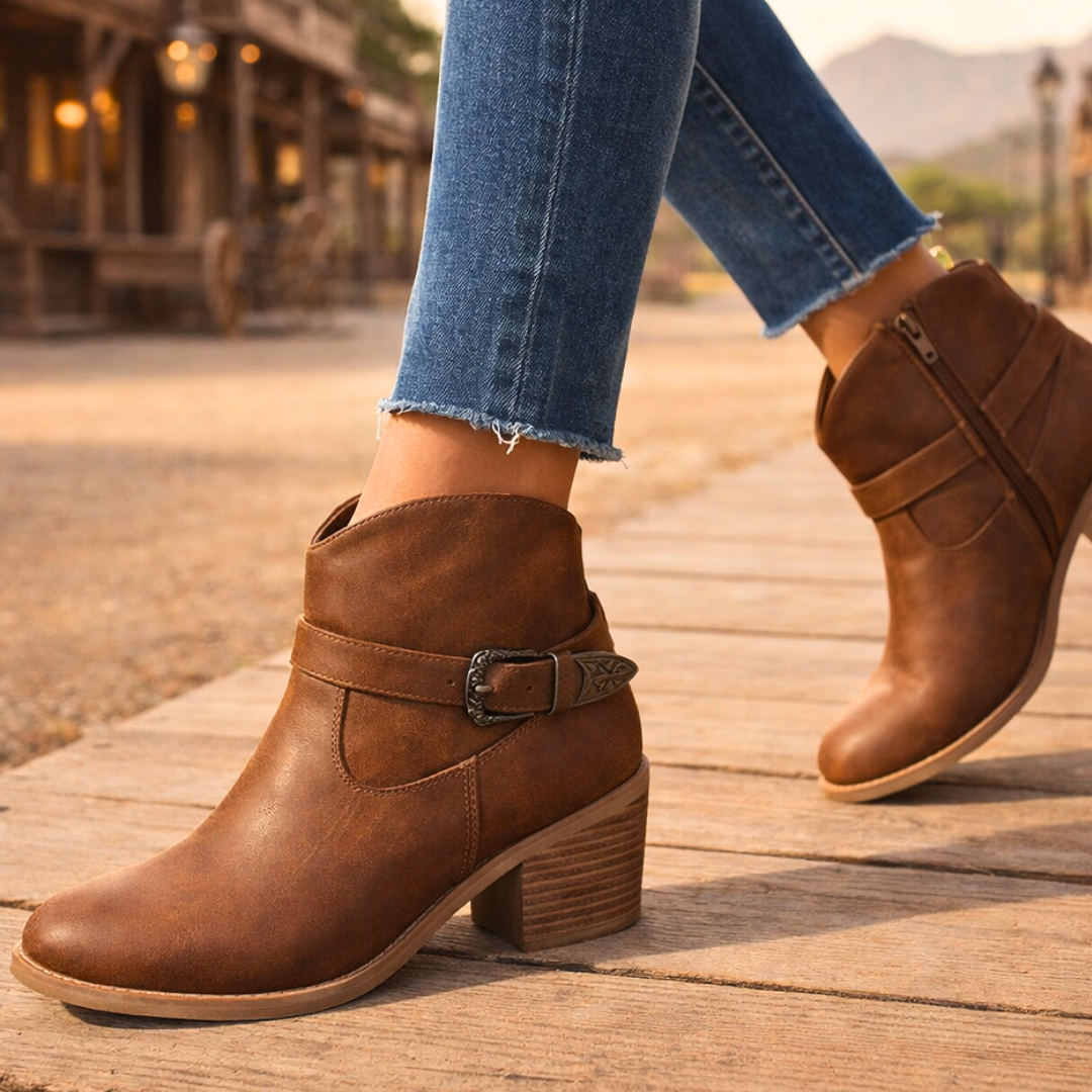 Darcy West Leather Ankle Boots — detail view