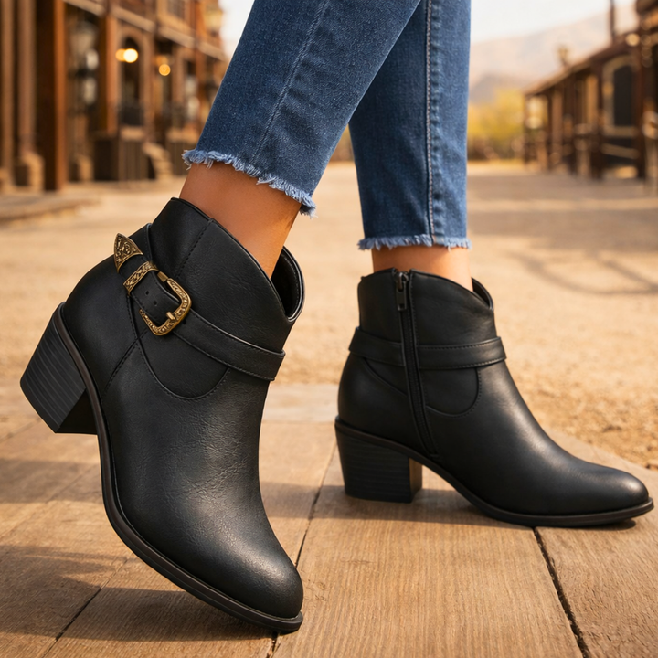 Darcy West Leather Ankle Boots — back view