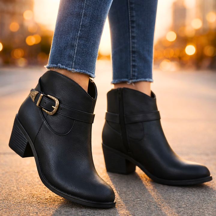 Darcy West Leather Ankle Boots — side view