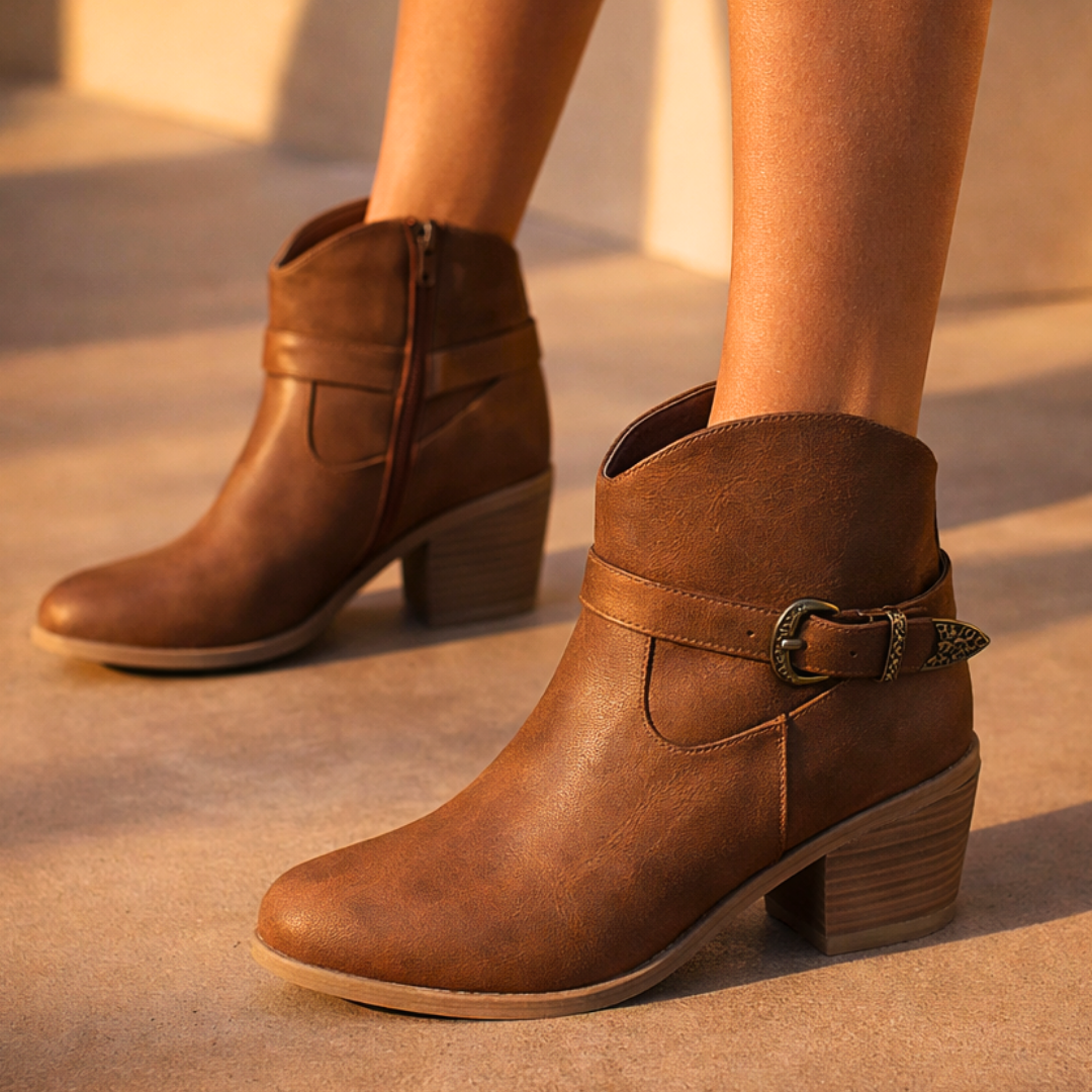 Darcy West Leather Ankle Boots — lifestyle shot