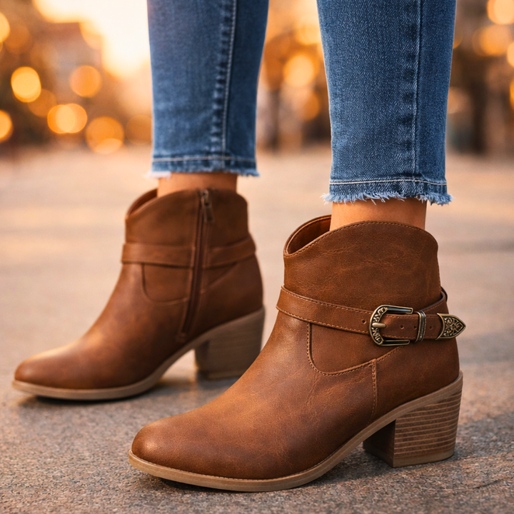 Darcy West Leather Ankle Boots — front view