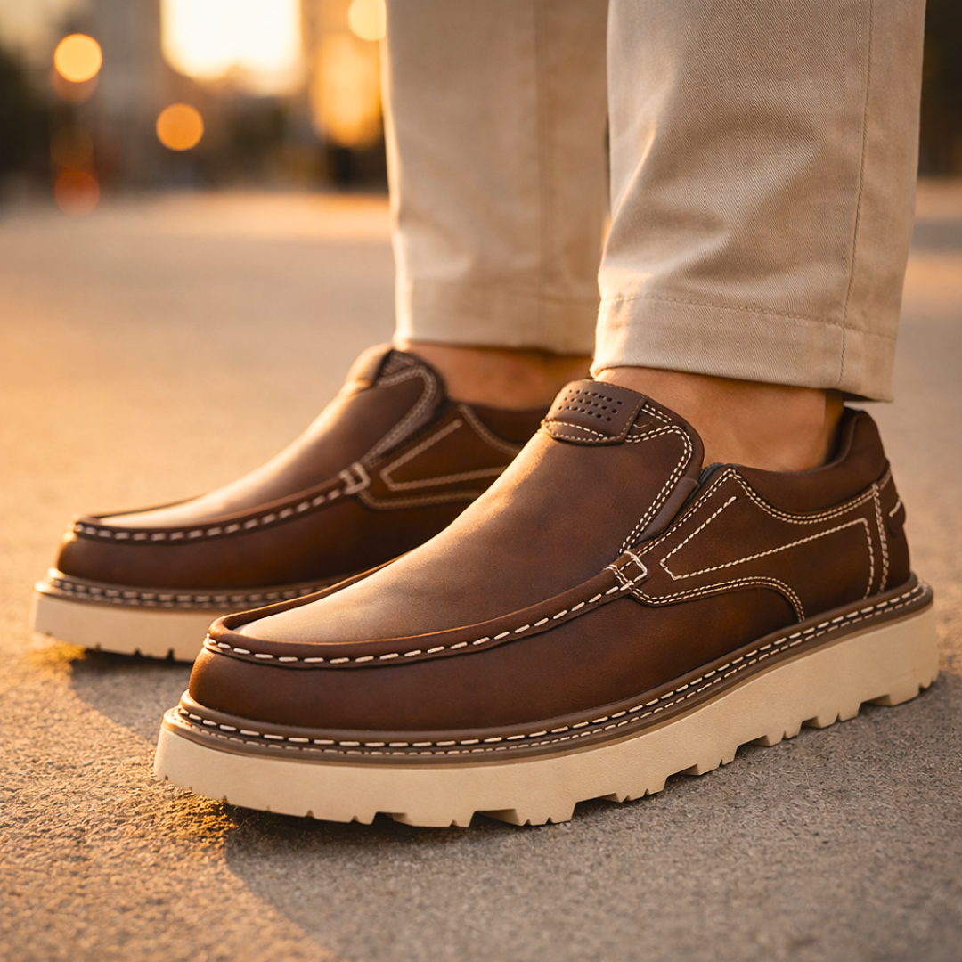 Hampton Lane Leather Loafers — back view