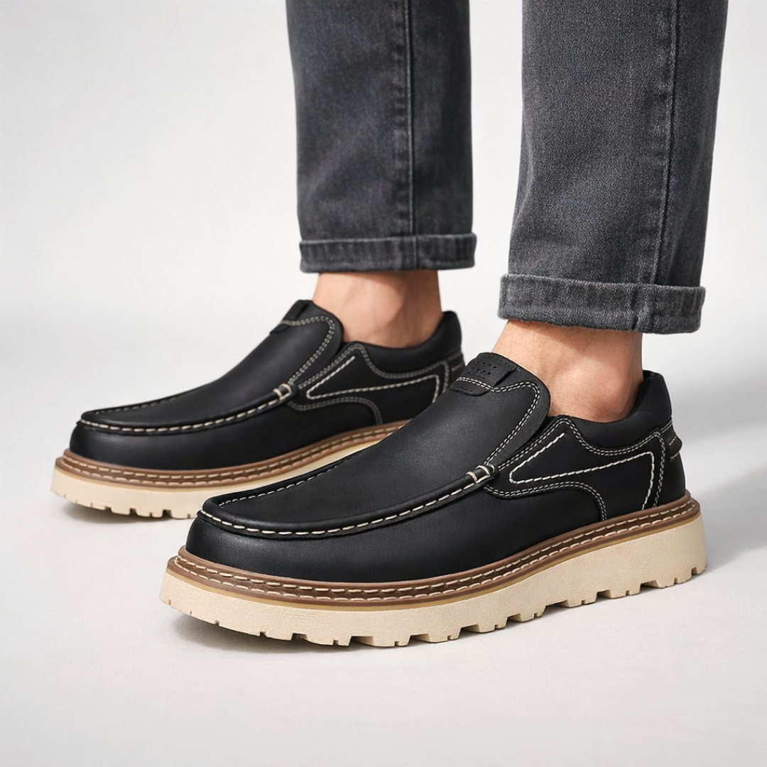 Hampton Lane Leather Loafers — close-up detail