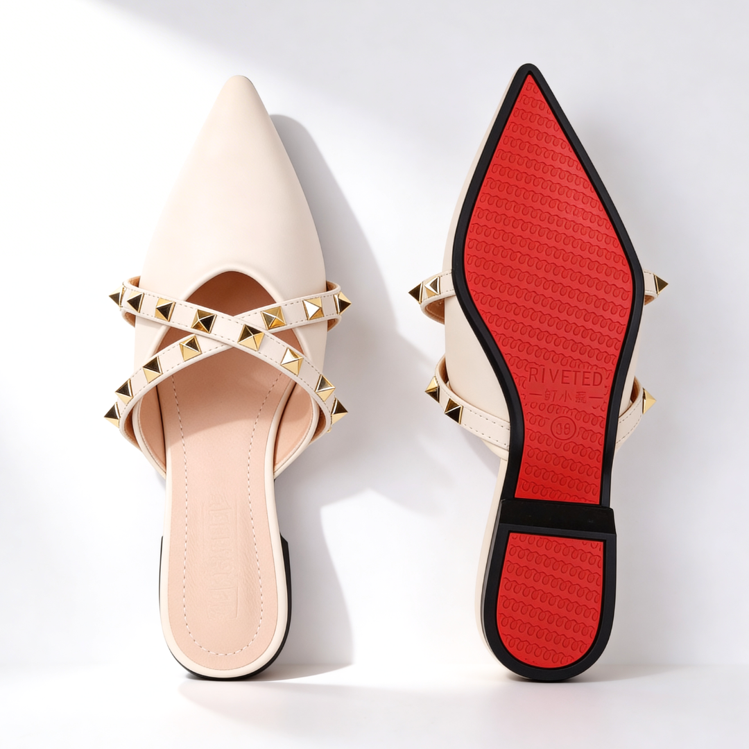 Odette Crossover Studded Sandals — texture detail