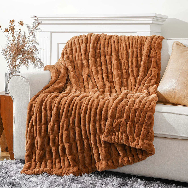 Harewood  Faux Rabbit Fur Blanket Throw — styling shot