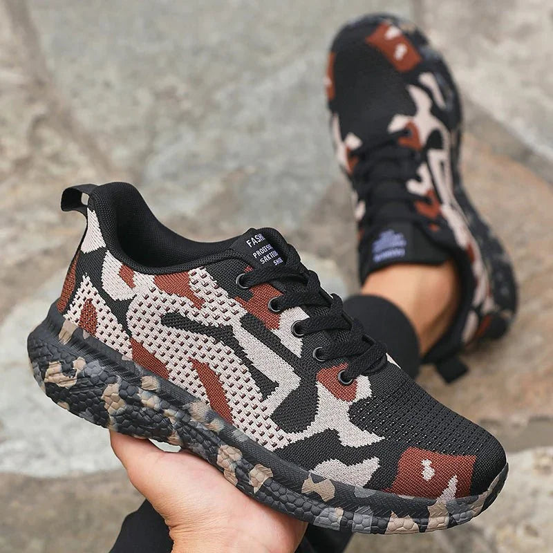Kaia Trail Camo Sneakers — texture detail
