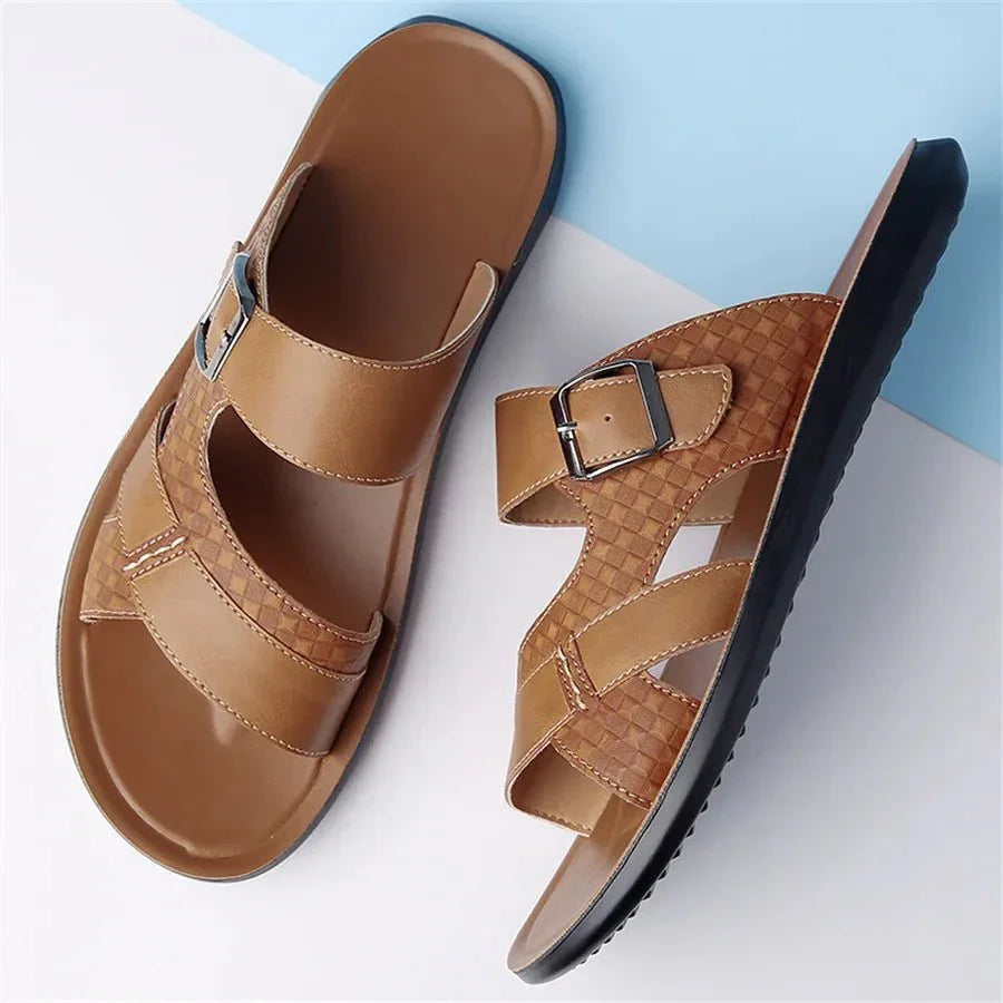 Hafford Buckle Sandals — texture detail