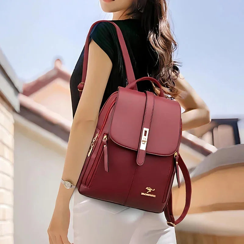 Goldline Leather Backpack — side view