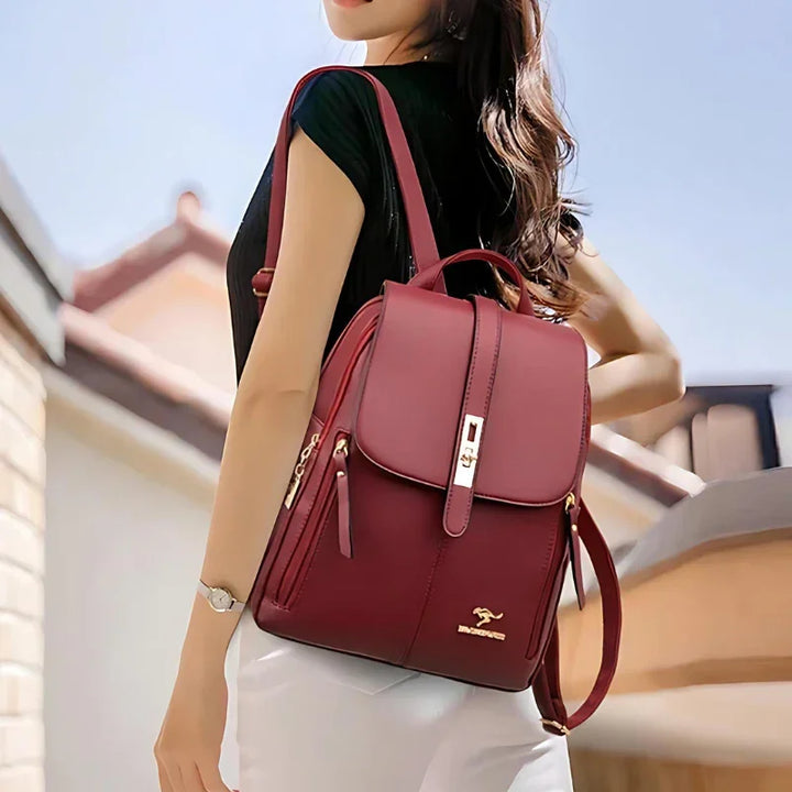 Goldline Leather Backpack — side view