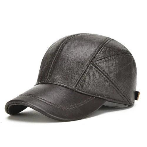 Aspen Cowhide Leather Cap — texture detail