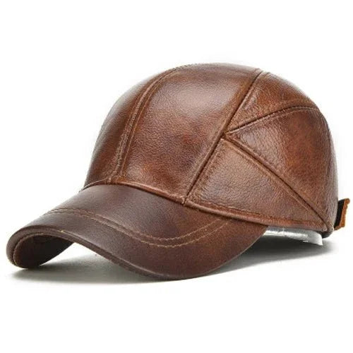 Aspen Cowhide Leather Cap — styling shot