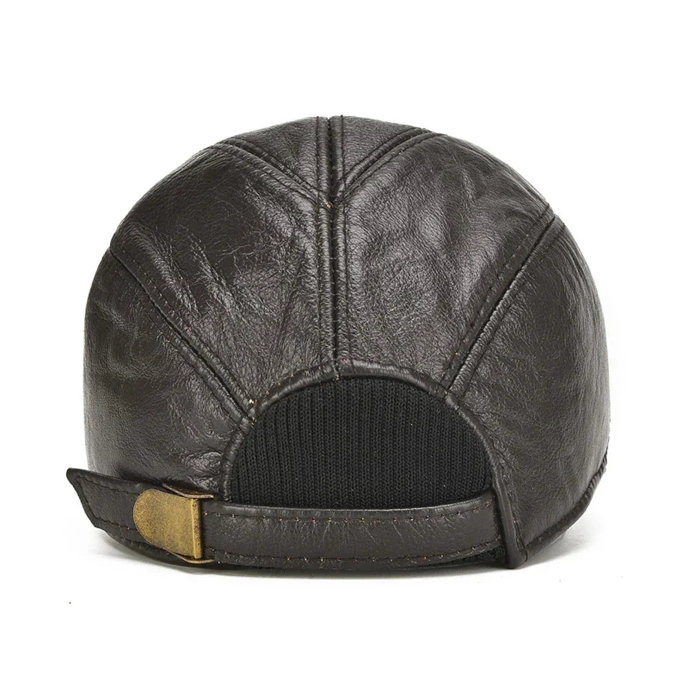 Aspen Cowhide Leather Cap — detail view