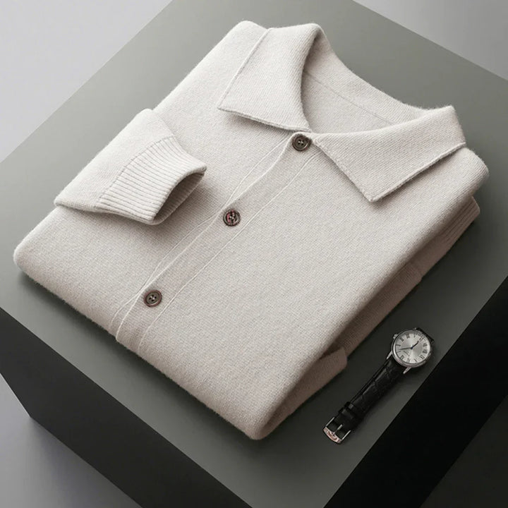The Merino Classic Cardigan — lifestyle shot