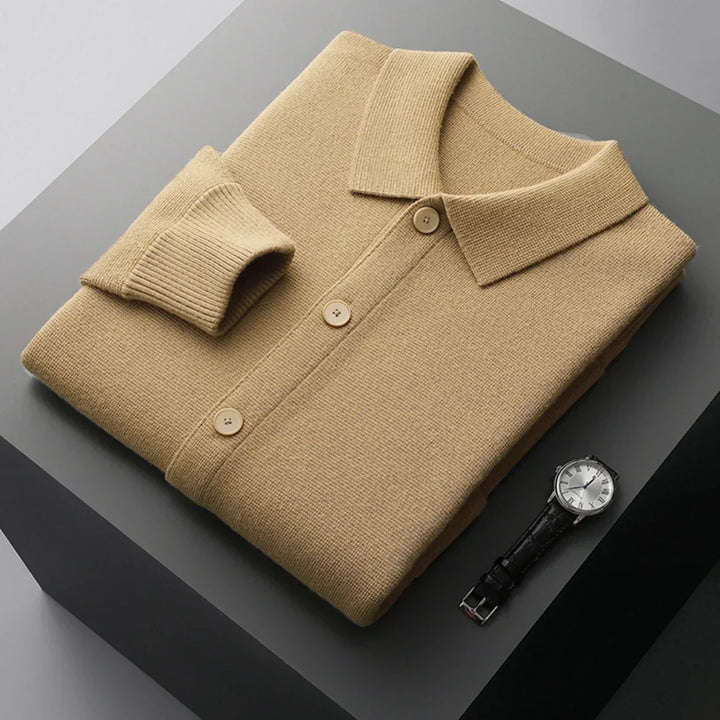 The Merino Classic Cardigan — close-up detail