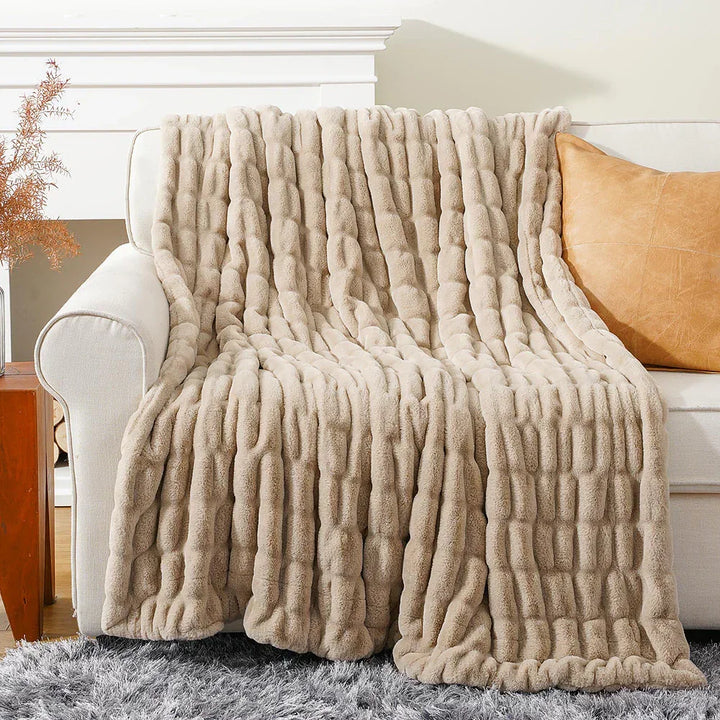 Harewood  Faux Rabbit Fur Blanket Throw — texture detail