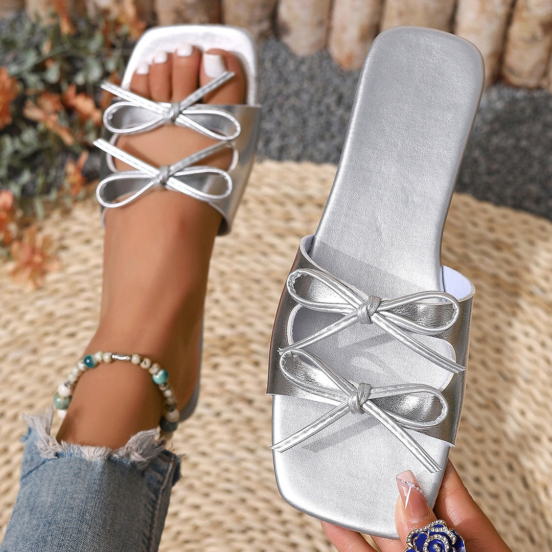 Odette Bow Slides — close-up detail