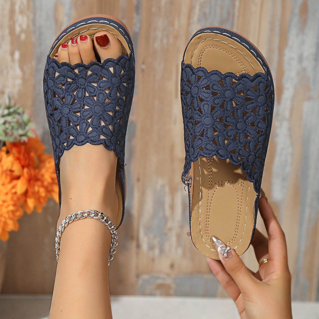 Lila Rae Floral Orthopedic Sandals — close-up detail