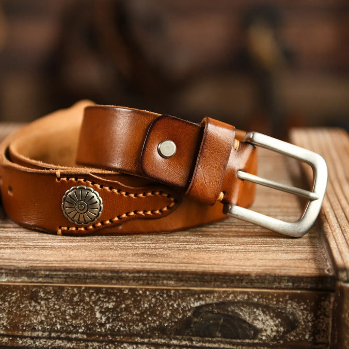 Lone Star Leather Belt — front view
