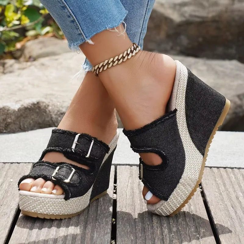 Melissa Buckle Wedge Sandals