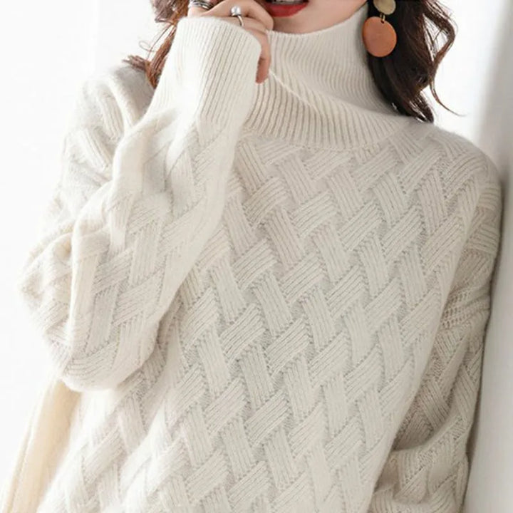 Harper Cashmere Turtleneck Sweater — detail view
