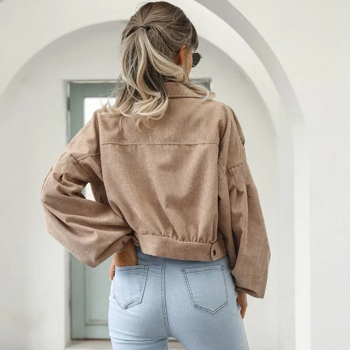 Sierra Corduroy Crop Overshirt — detail view