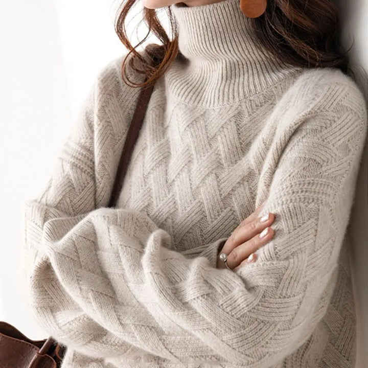 Harper Cashmere Turtleneck Sweater — front view