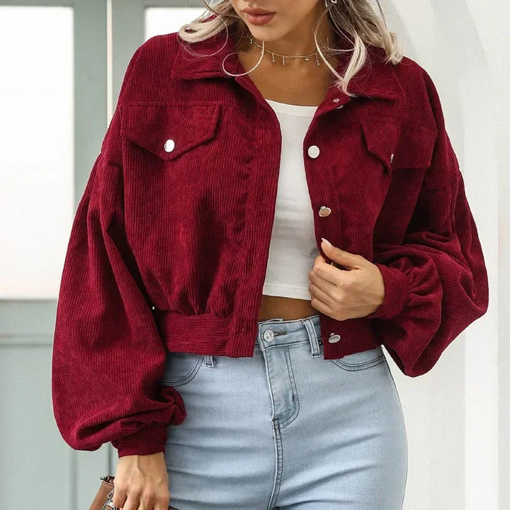 Sierra Corduroy Crop Overshirt — lifestyle shot