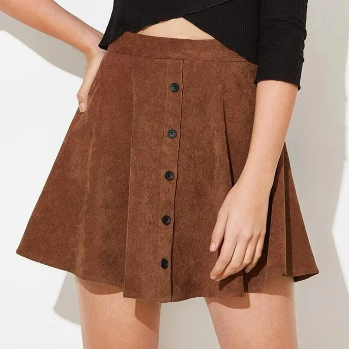 Sophia Button-Up Corduroy Skirt — detail view