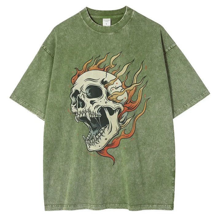 Oversized Acid Wash Flaming Skull Tee — packaging