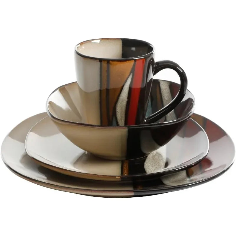 Earthen Tones Dinnerware Set — detail view
