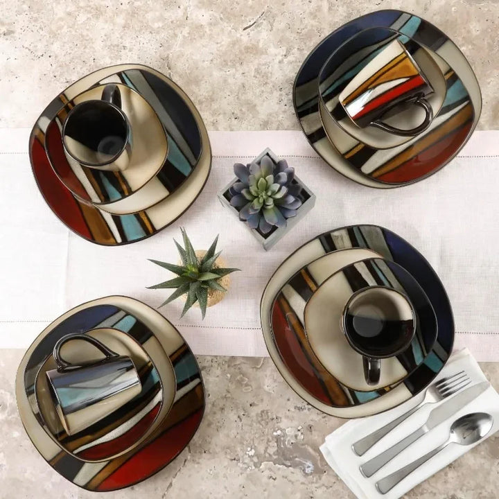 Earthen Tones Dinnerware Set — front view