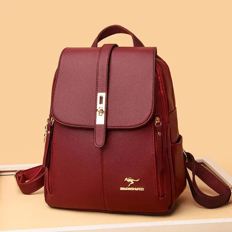 Goldline Leather Backpack — back view