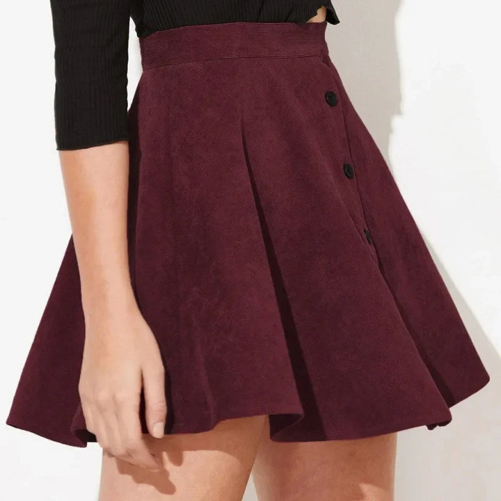 Sophia Button-Up Corduroy Skirt — lifestyle shot
