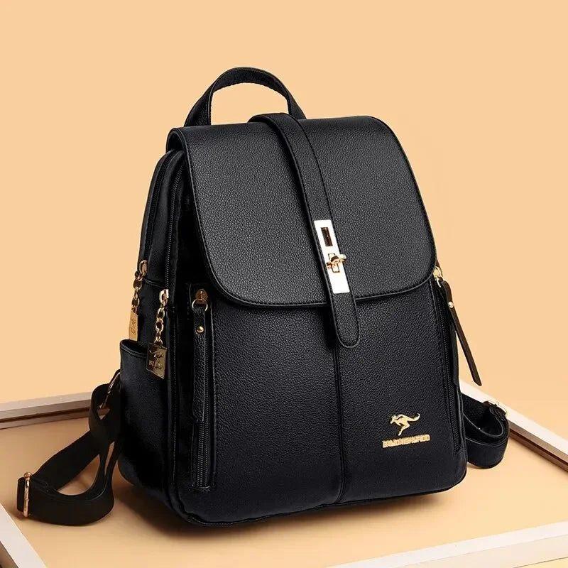 Goldline Leather Backpack — front view
